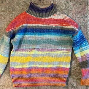GAP Multicolor Striped Turtleneck Sweater in Rainbow Hues